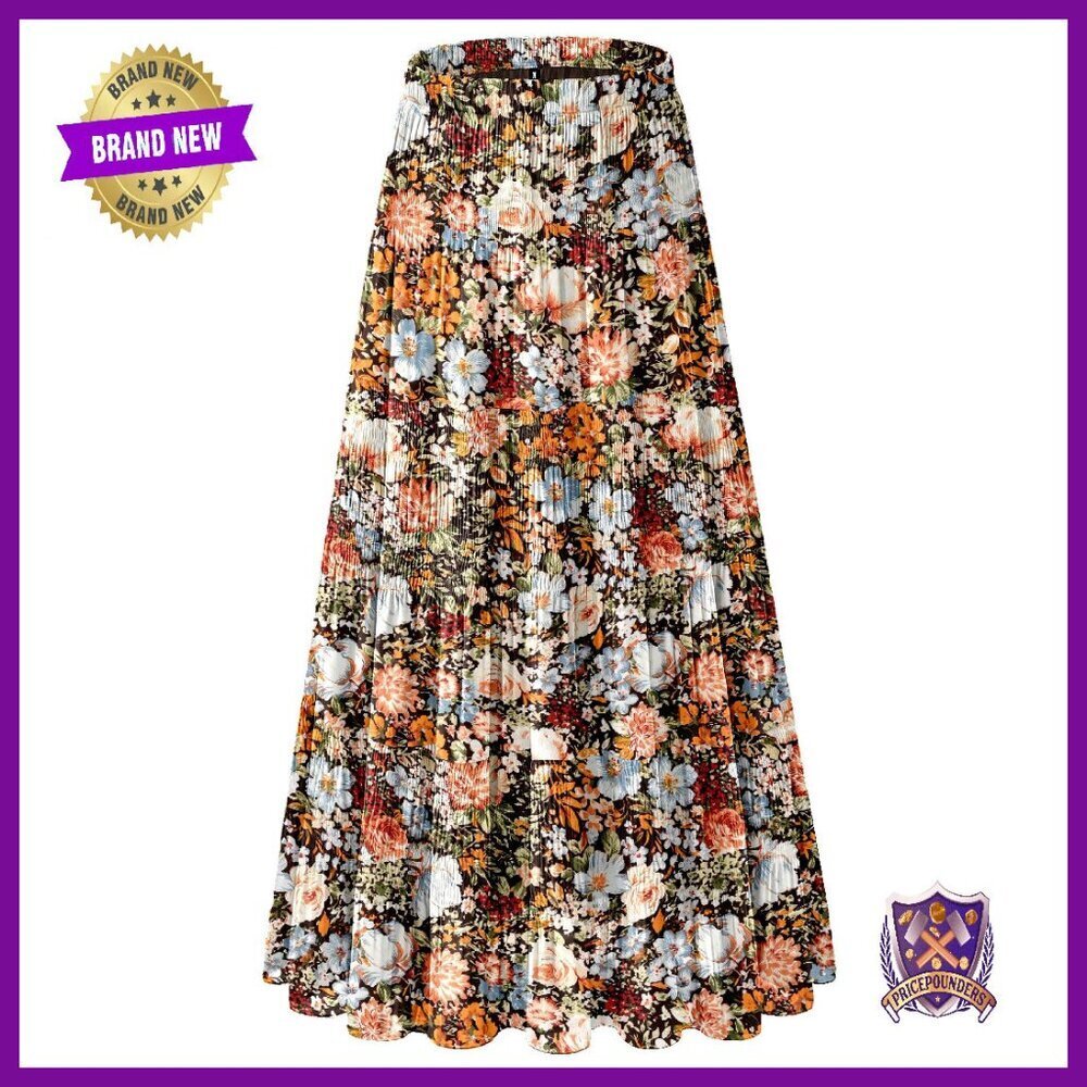 Chiffon Maxi Skirt Elastic Waist Flowy A-Line Long Skirt